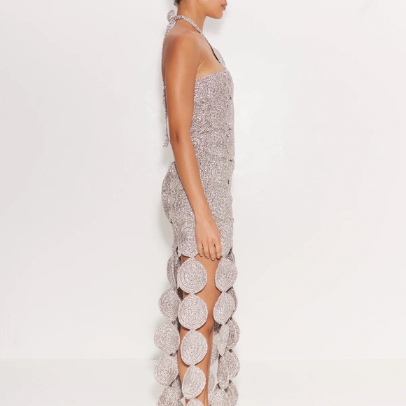 Simon Miller Beep Beep Circle Fringe Maxi Dress Silver Size Small - Picture 2 of 4